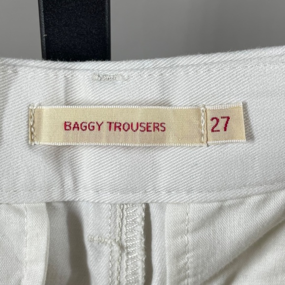 NEW Levis Pants Womens 27 off white cotton baggy straight leg trouser casual - Picture 4 of 12